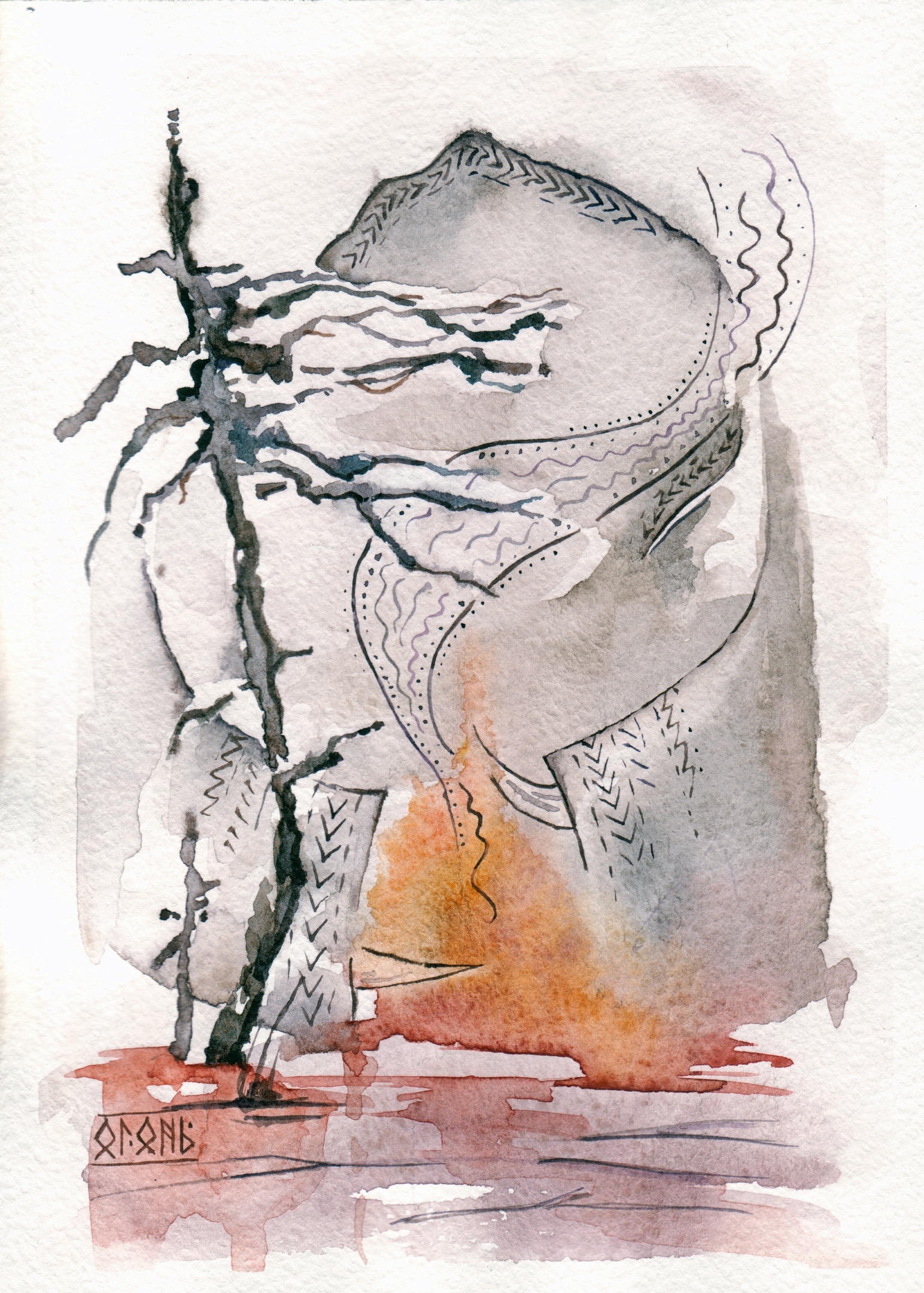 Стихии Огонь Acidica perfumes открытка акварели Елена Пильгун